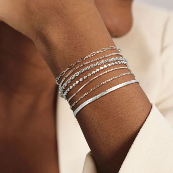 Gestapelte Gold/Silber Armbänder | Shop Nory