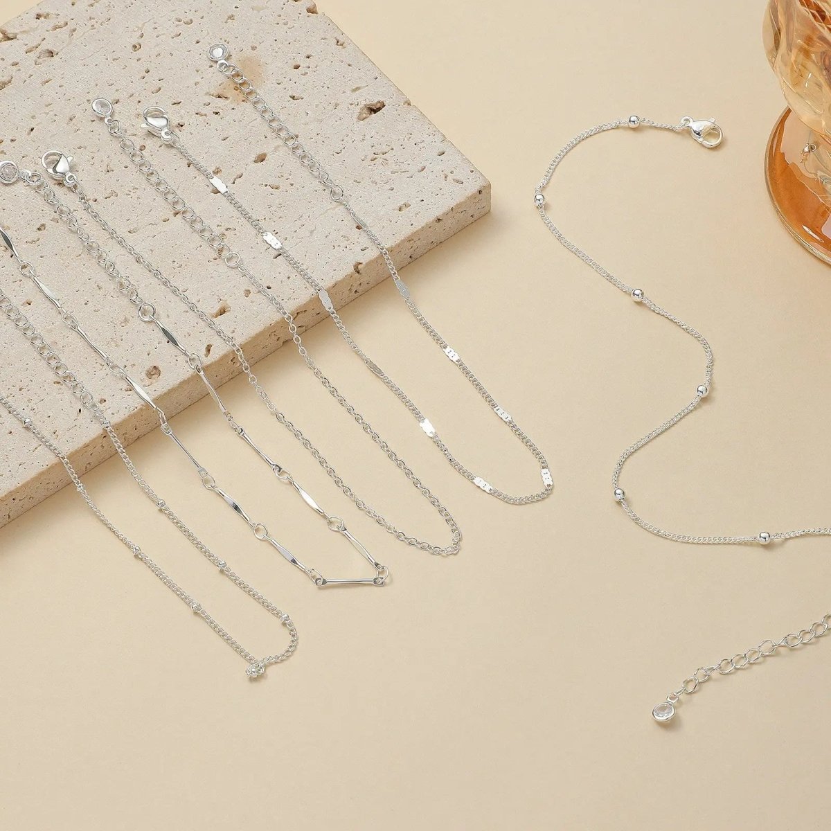 Gestapelte Silber-Anklets | Shop Nory