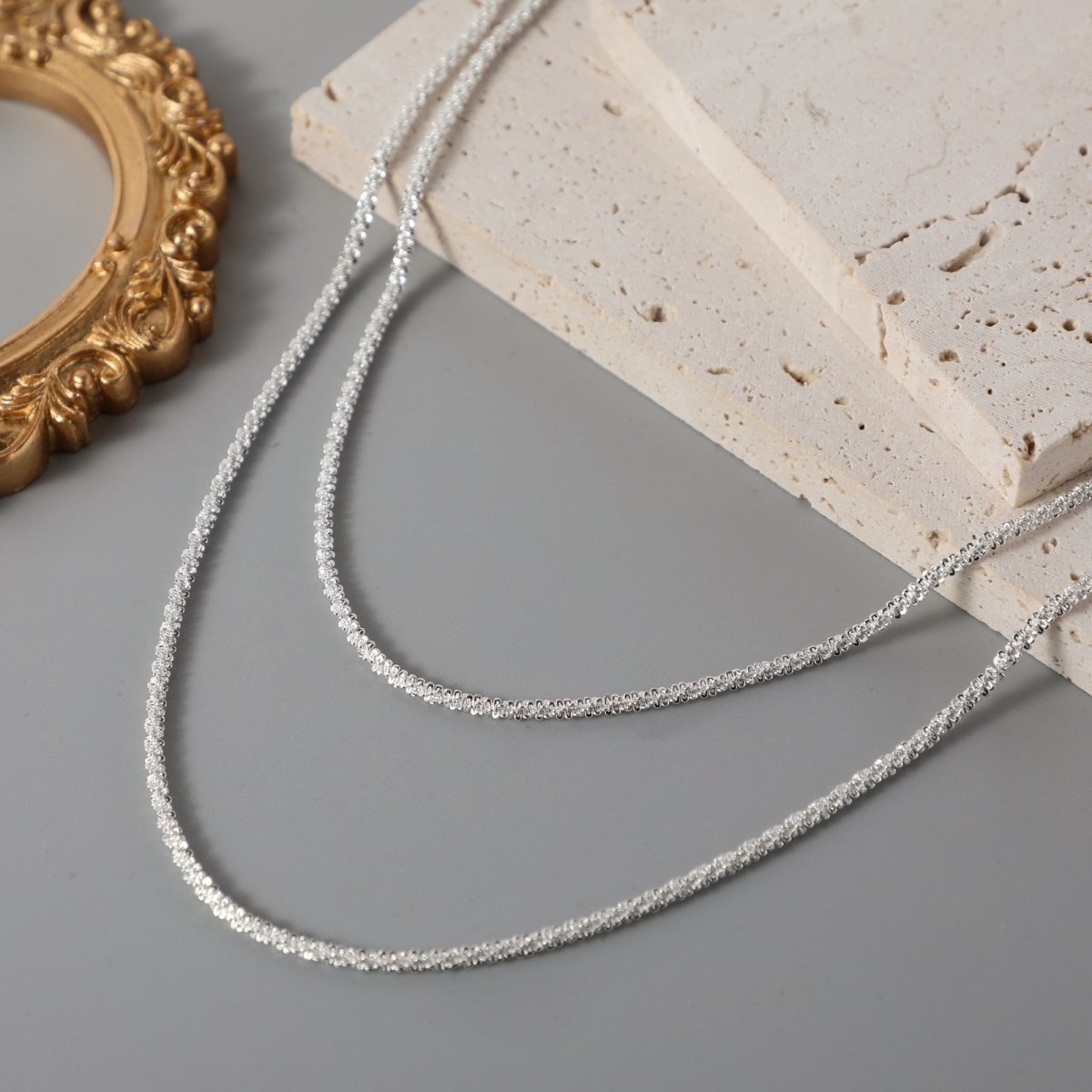 Geschichtete Silberne Glänzende Rope-Halsketten | Shop Nory