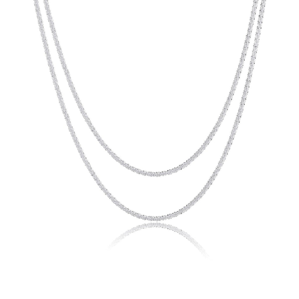 Geschichtete Silberne Glänzende Rope-Halsketten | Shop Nory
