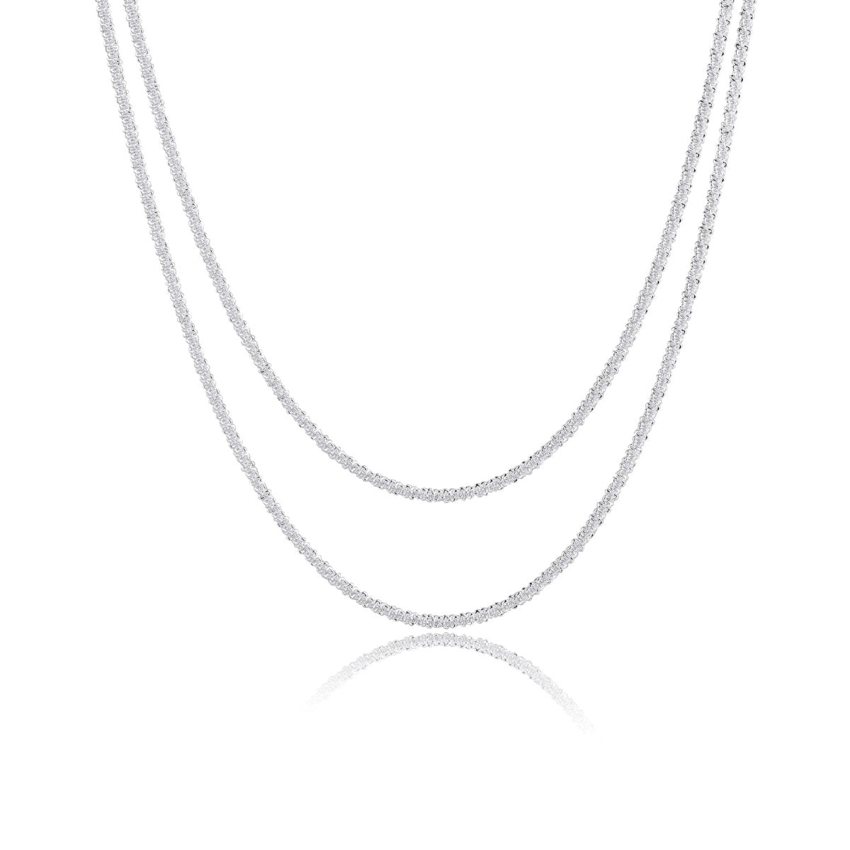 Geschichtete Silberne Glänzende Rope-Halsketten | Shop Nory