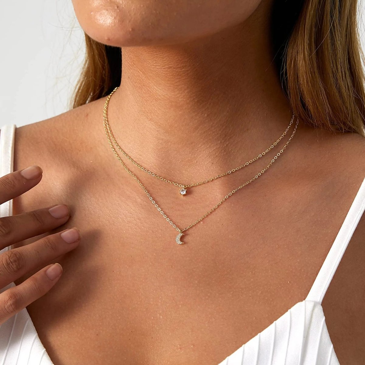 Mond Kubik Zirkonia Choker Halsketten | Shop Nory