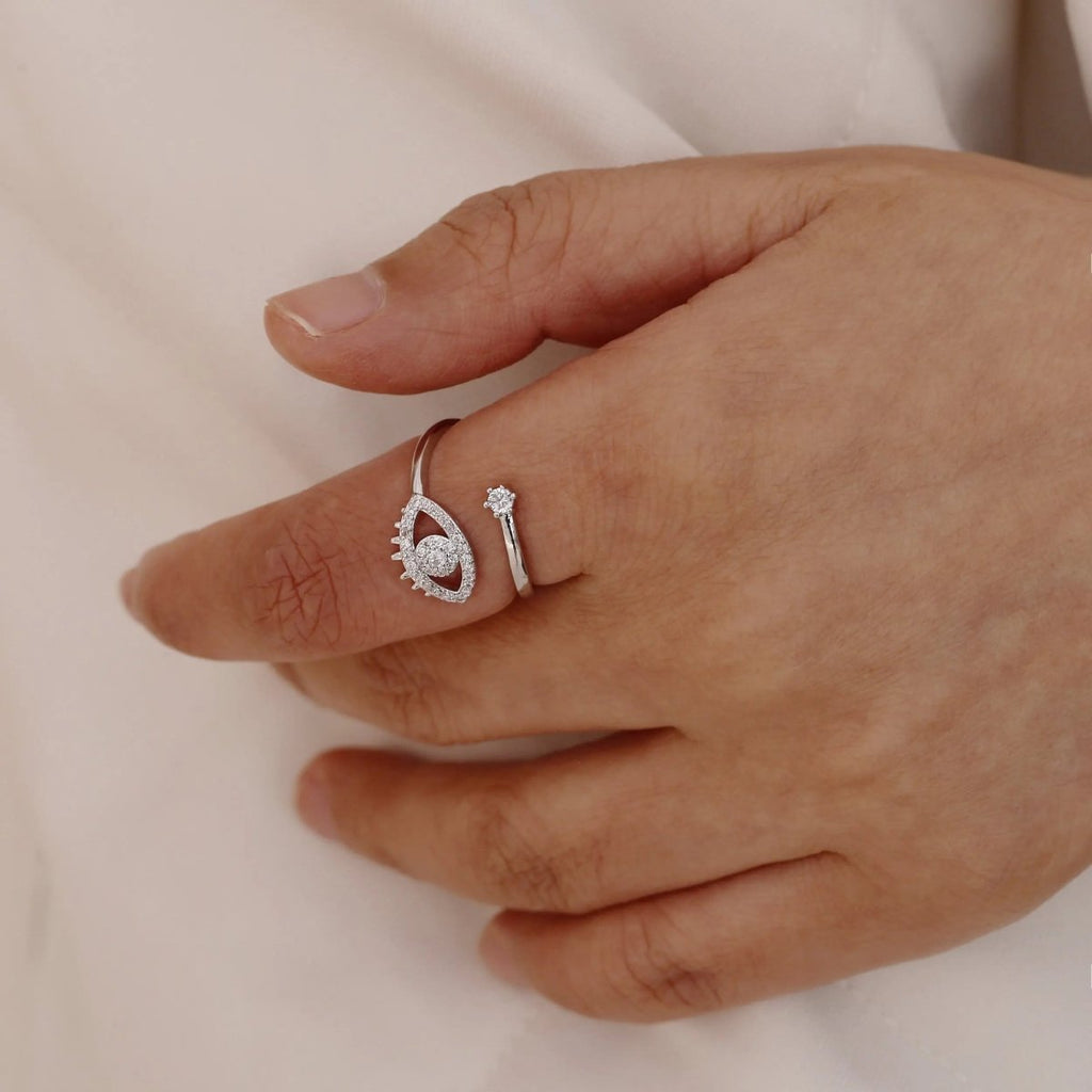 Silber/Gold CZ Verstellbare Öffnungsringe | Shop Nory