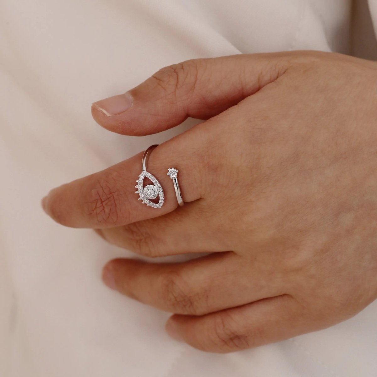 Silber/Gold CZ Verstellbare Öffnungsringe | Shop Nory