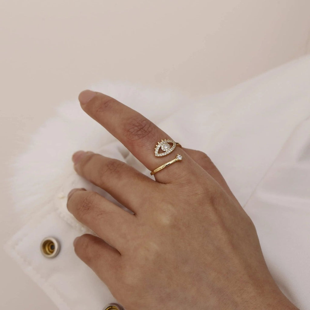 Silber/Gold CZ Verstellbare Öffnungsringe | Shop Nory