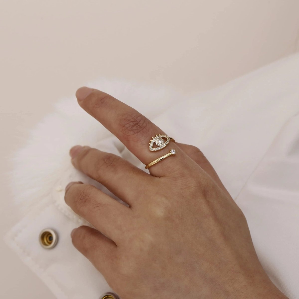 Silber/Gold CZ Verstellbare Öffnungsringe | Shop Nory