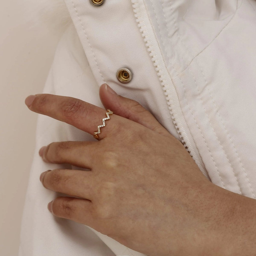 Silber/Gold Öffnende Wellenmuster Ringe | Shop Nory