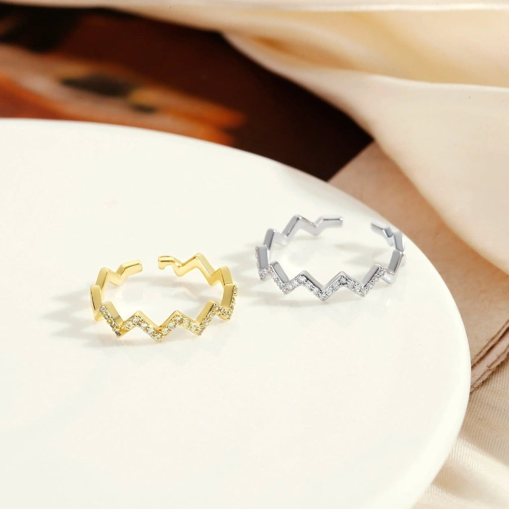 Silber/Gold Öffnende Wellenmuster Ringe | Shop Nory