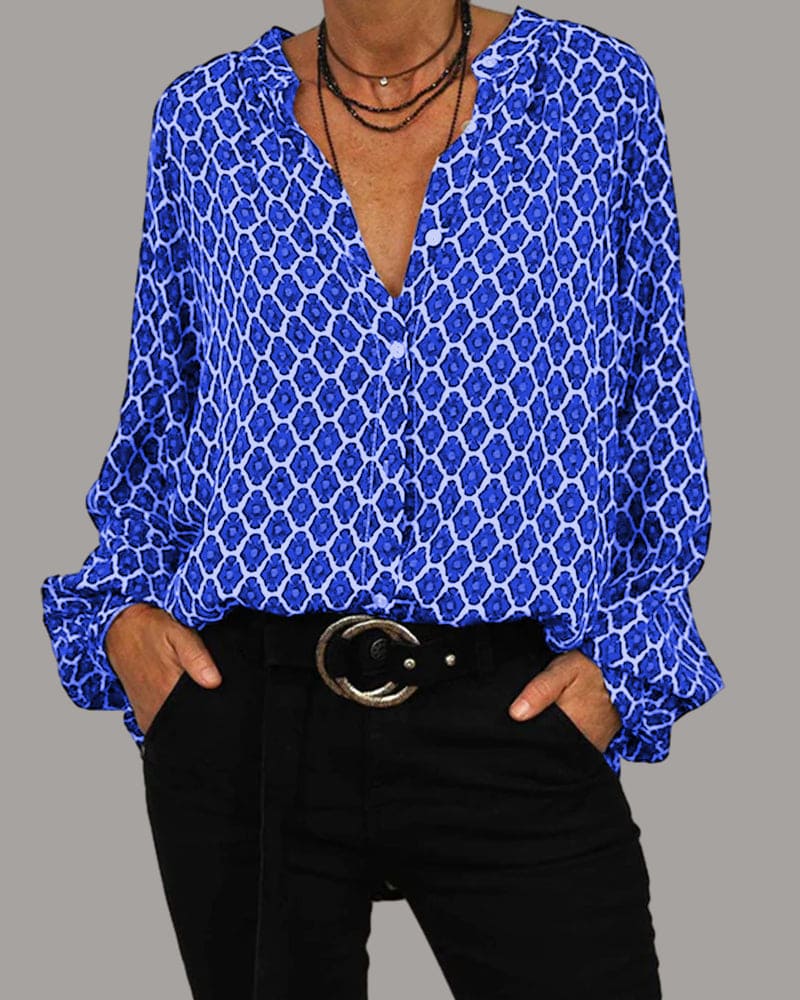 Stylische Bluse mit V-Ausschnitt und langen Ärmeln
