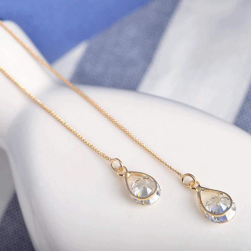 Lange Tropfen-Strass-Ohrringe – Isalyn | Shop Nory