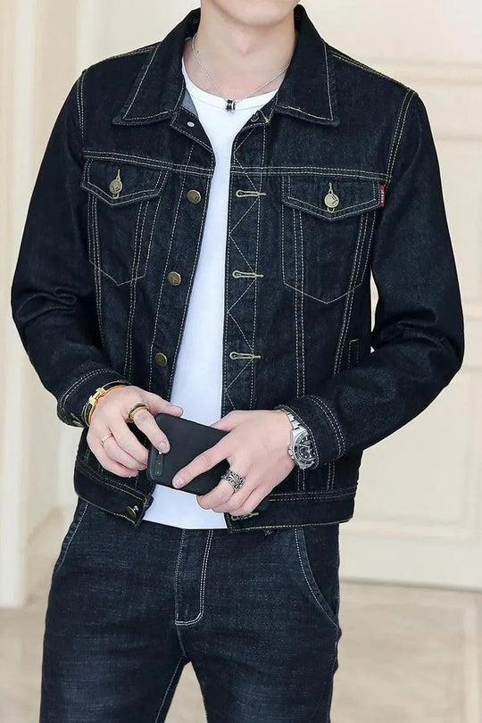 Revers Denim Jacke Herren