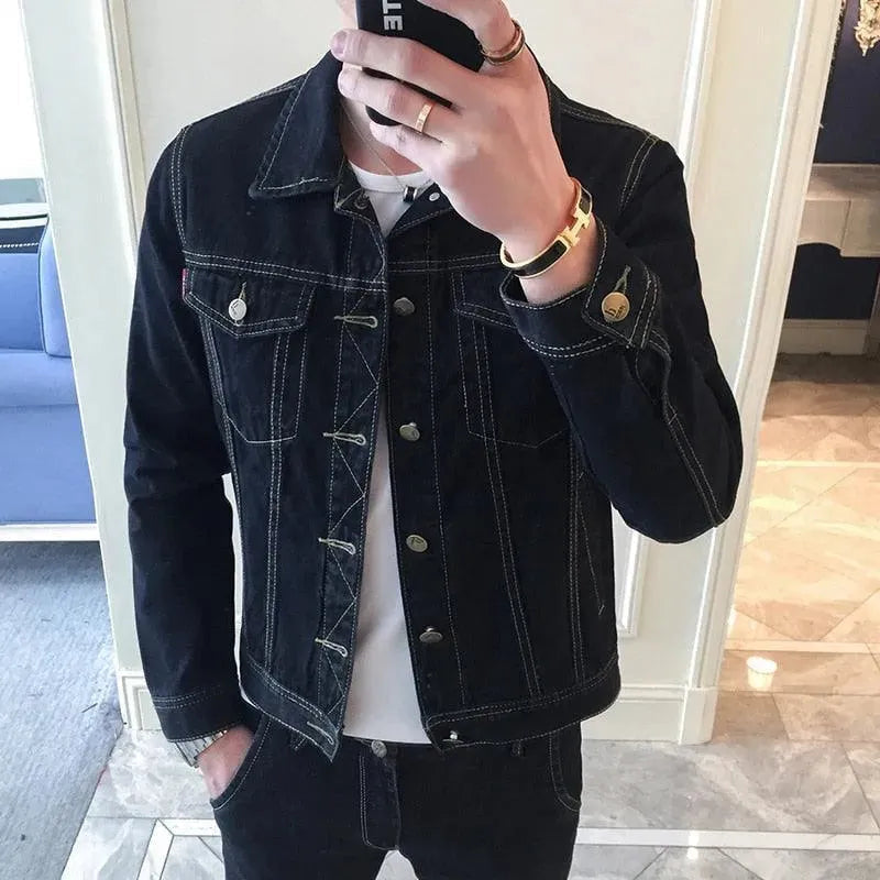 Revers Denim Jacke Herren
