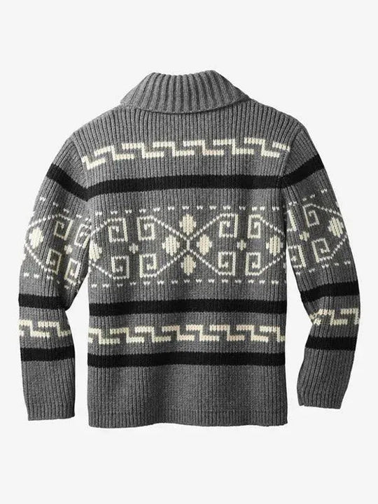 Jacquard Herren Strickjacke Pullover