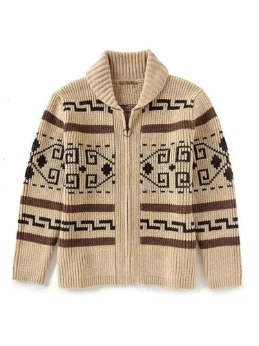 Jacquard Herren Strickjacke Pullover
