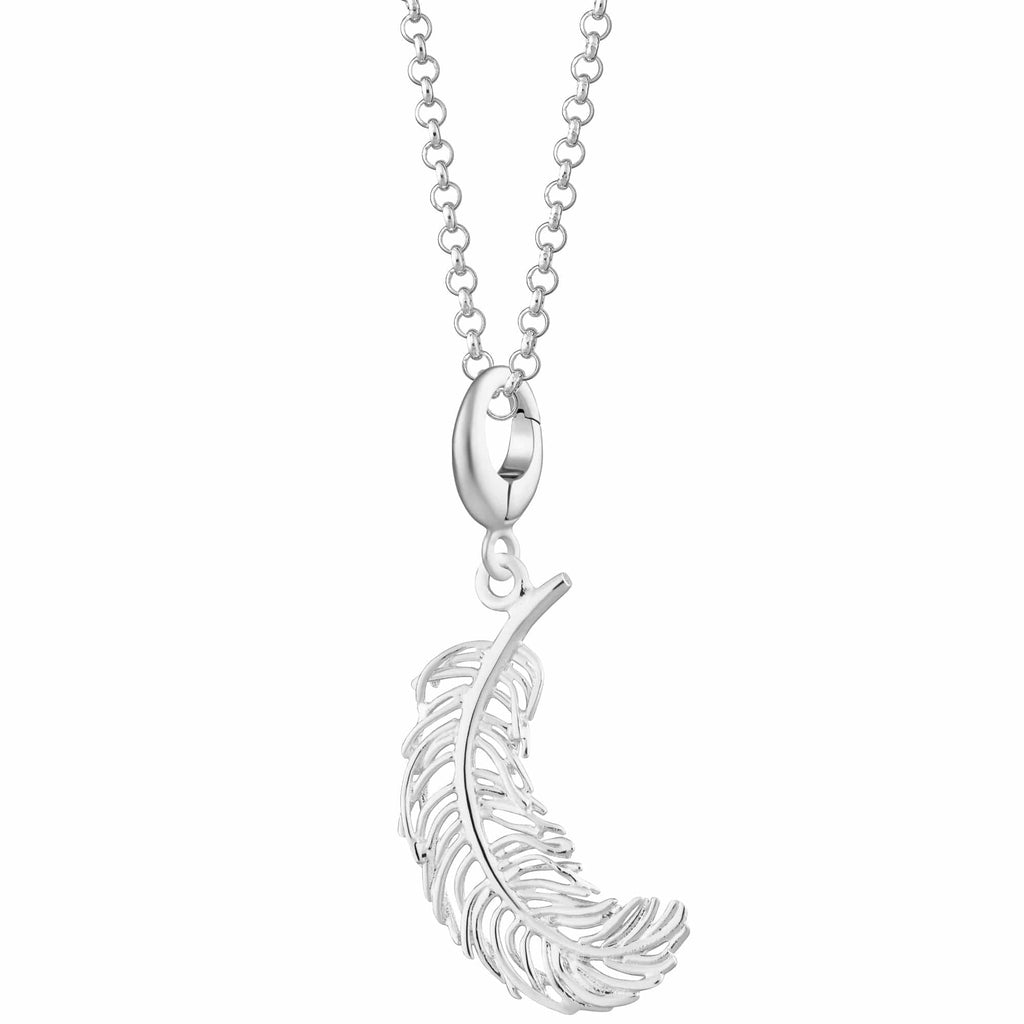 Große Silberfeder Charm-Halskette | Shop Nory