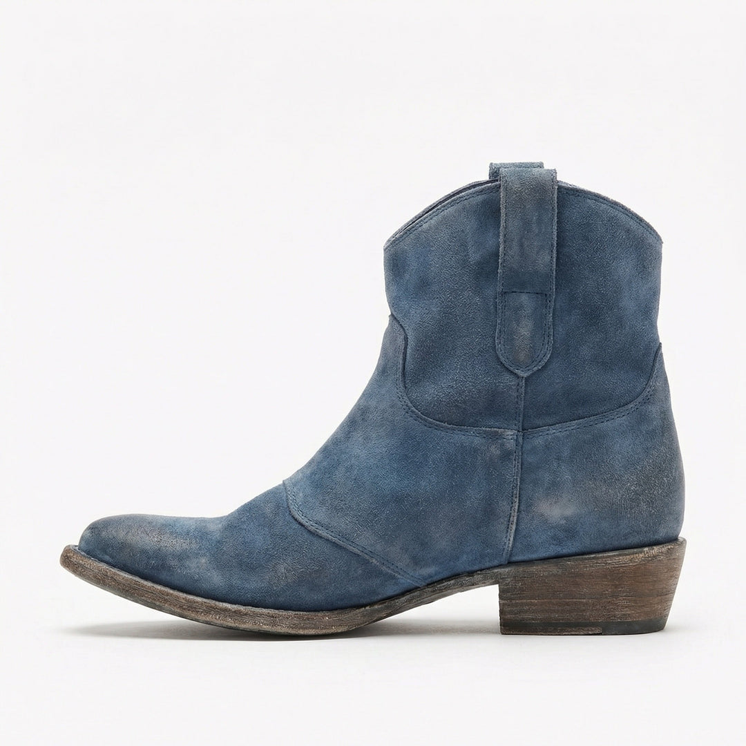 Kurze Cowboy-Stiefel | Western | Wildleder | Knöchel-Stiefel | Damenstiefel