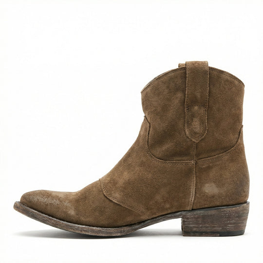 Kurze Cowboy-Stiefel | Western | Wildleder | Knöchel-Stiefel | Damenstiefel