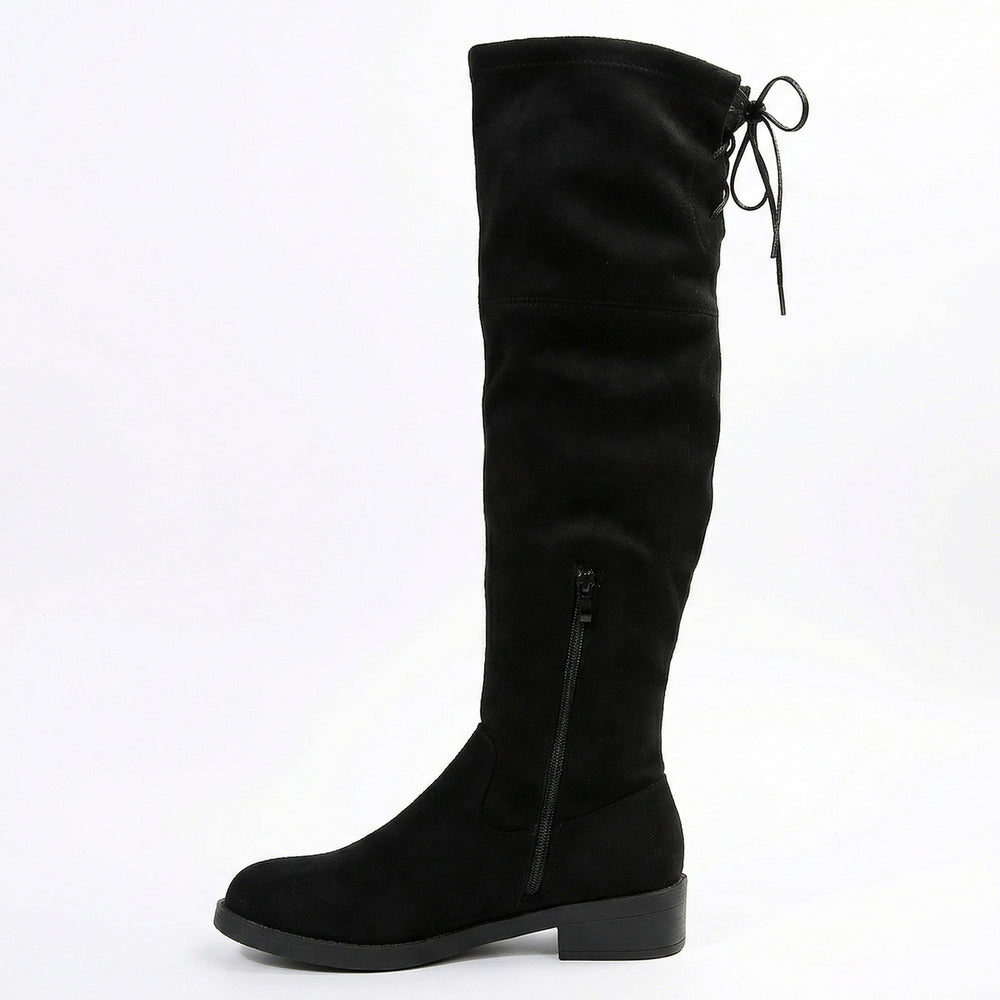 Damen Overknee-Stiefel aus weichem Wildleder mit praktischer Schnürung
