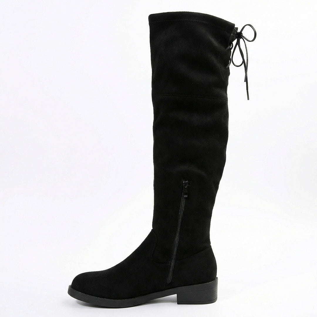 Damen Overknee-Stiefel aus weichem Wildleder mit praktischer Schnürung