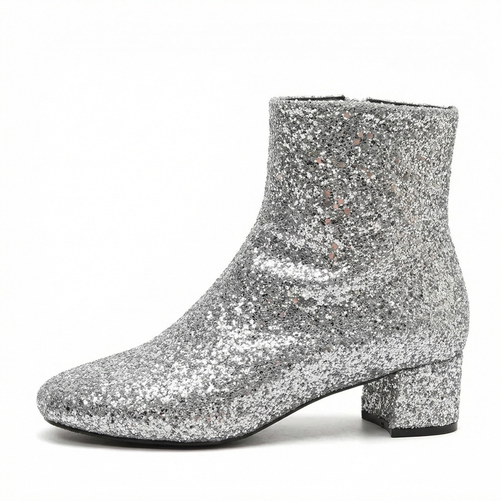 Glitzernde Ankle Boots Mit Blockabsatz