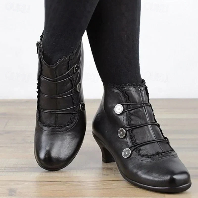 Damen Viktorianische Schnür-Stiefeletten mit Spitzenbesatz