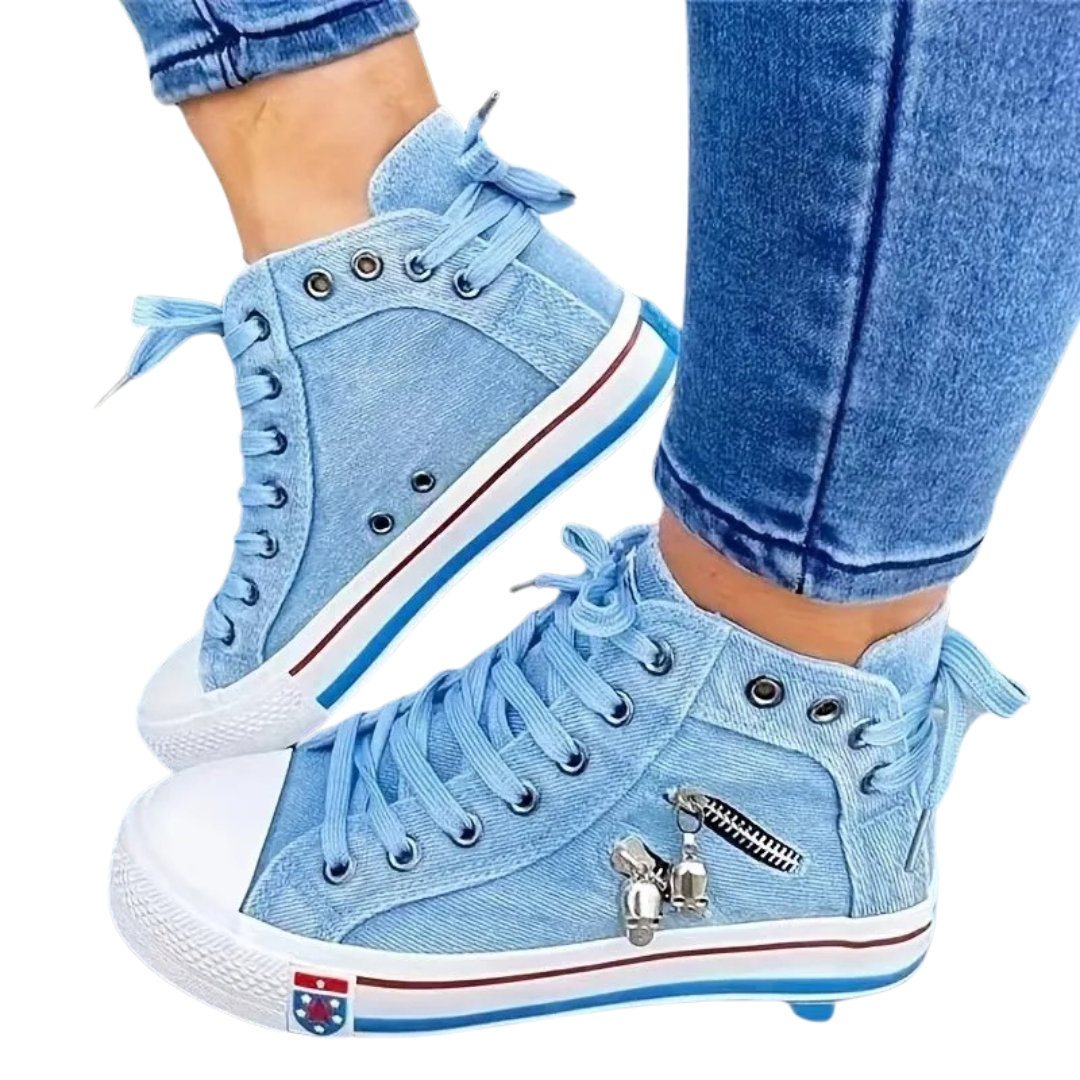 Damen Denim Hi-Top Sneakers