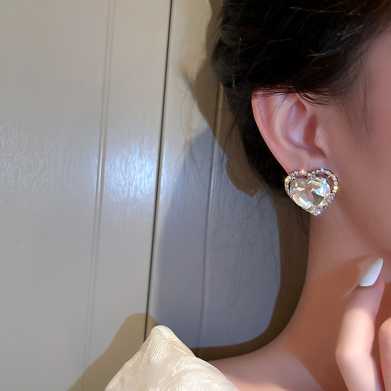 Liebe Herz Kristall Clip Ohrringe | Shop Nory