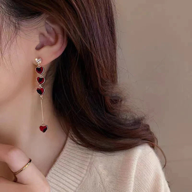 Zircon Herz Asymmetrische Hängende Ohrringe | Shop Nory