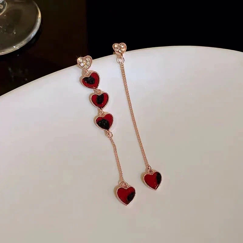 Zircon Herz Asymmetrische Hängende Ohrringe | Shop Nory