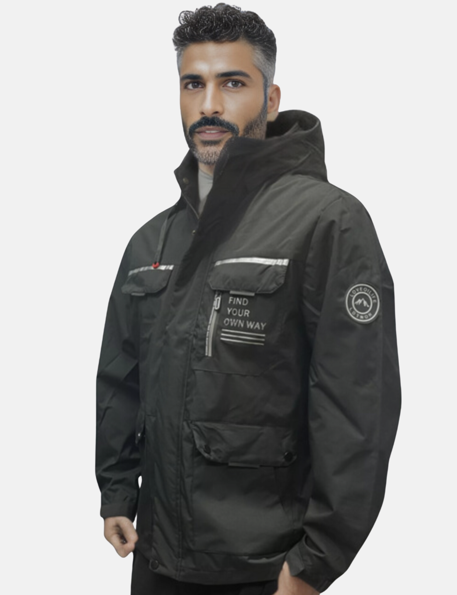 Wasser- und Winddichte Jacke mit Abnehmbarem Kapuzen für Herren