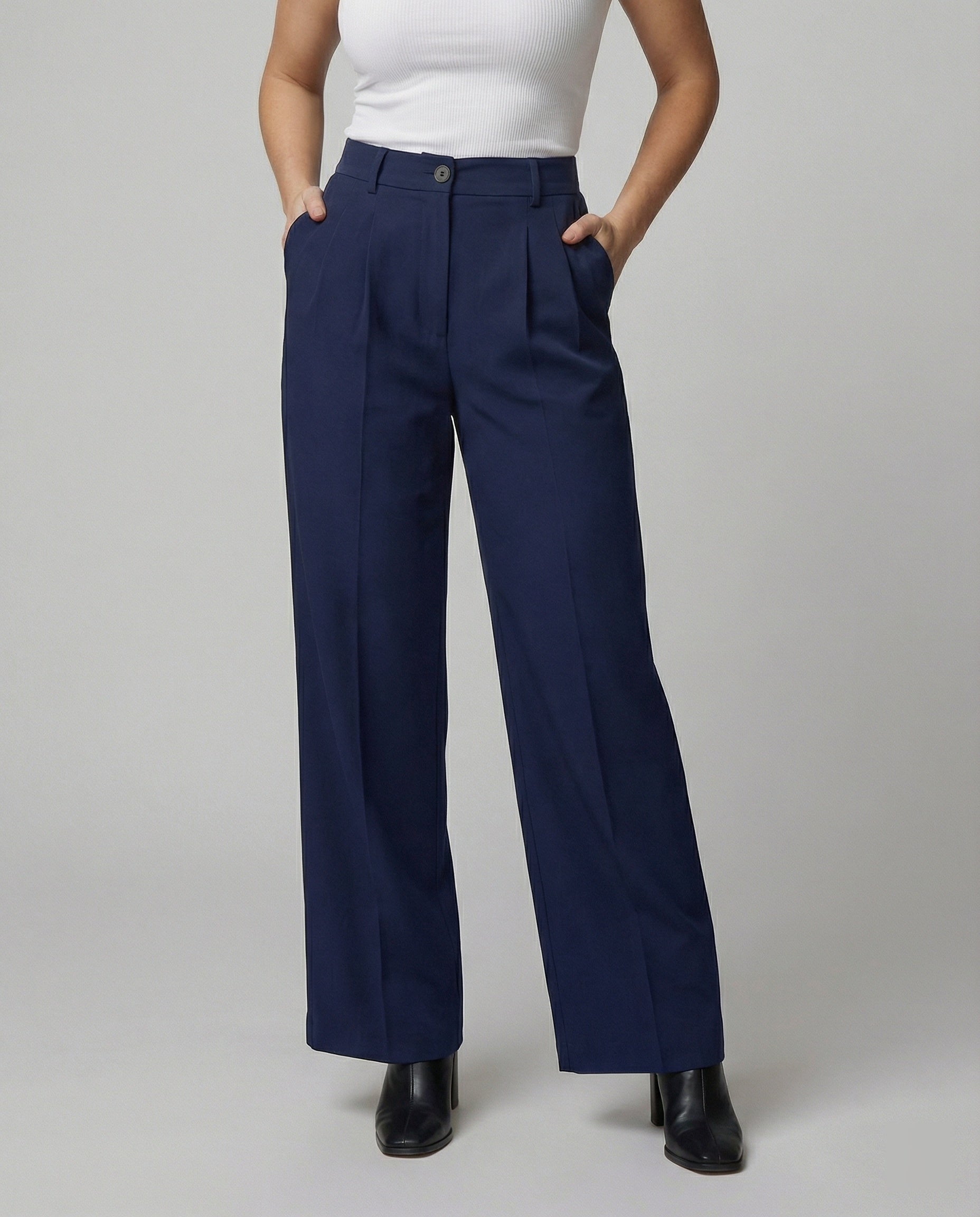 Damen Hochtaillierte Weite Hose