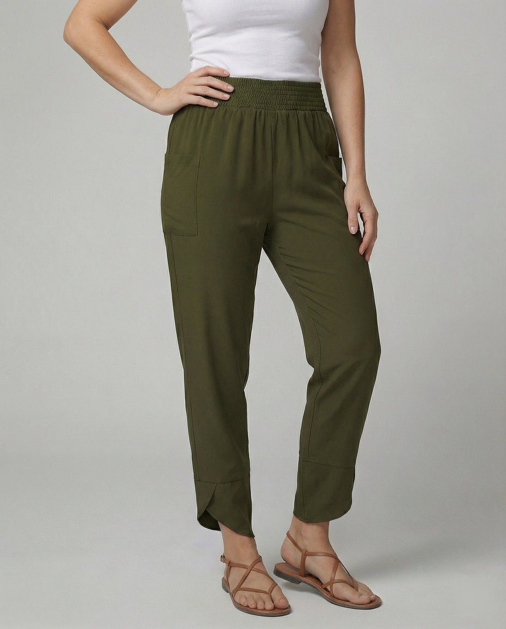 Damen elastische Freizeithose mit praktischen Taschen Shopnory