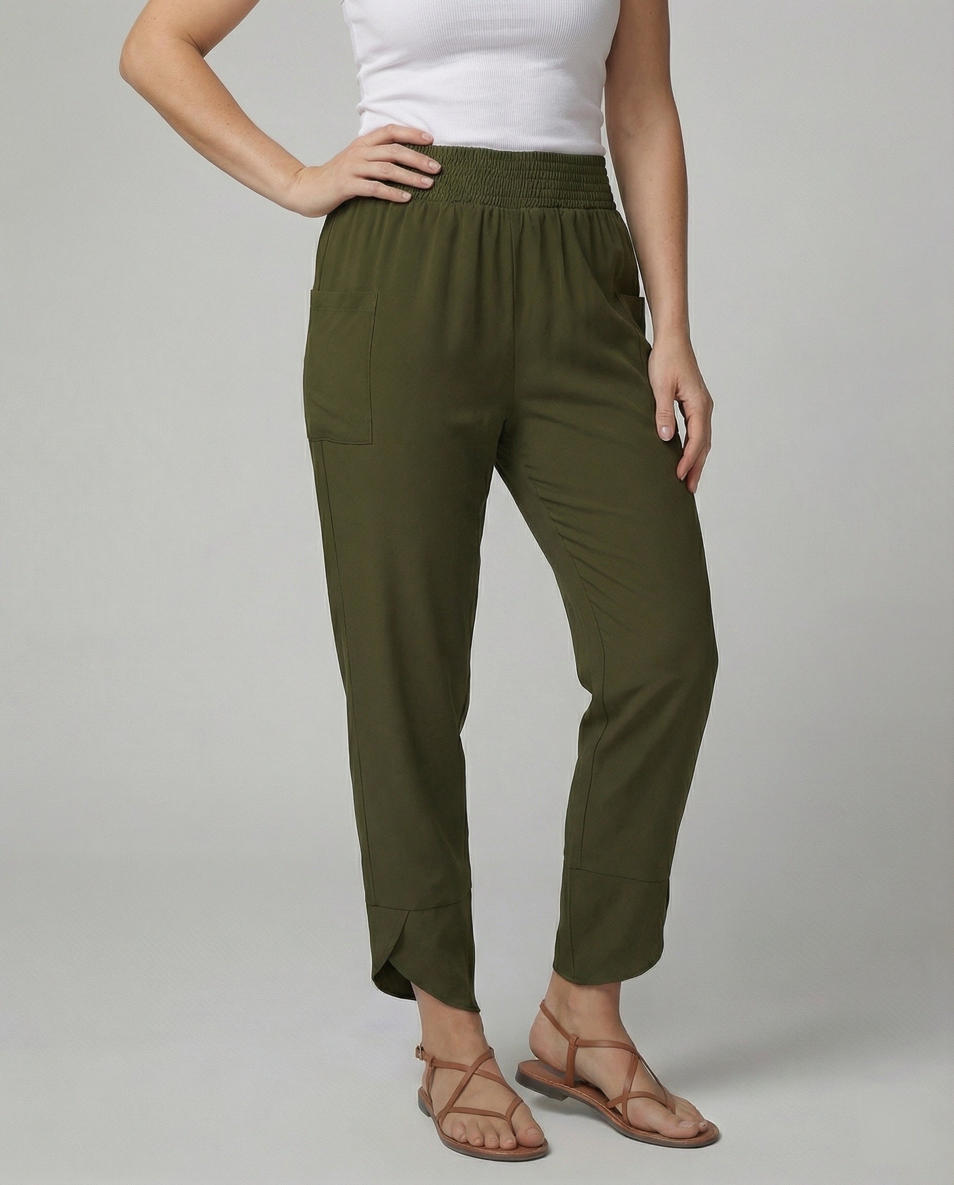 Damen elastische Freizeithose mit praktischen Taschen Shopnory