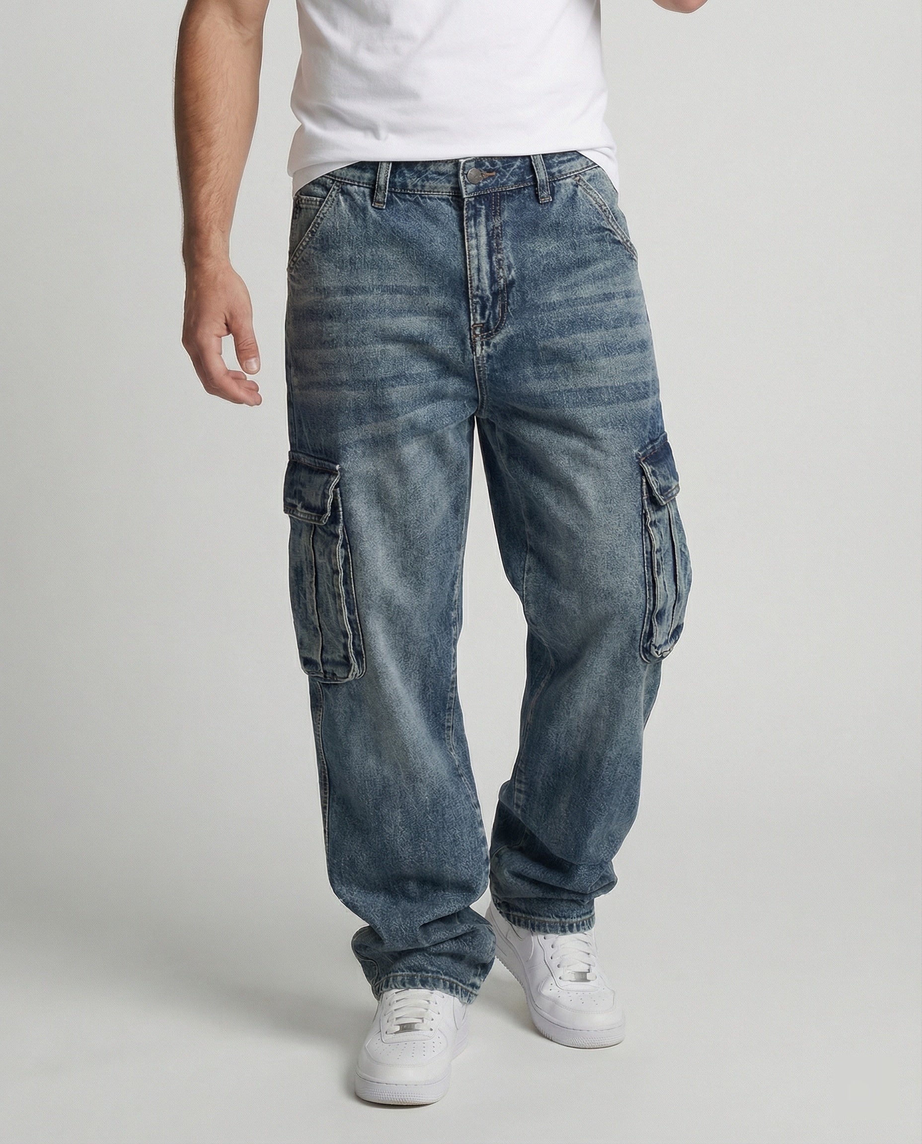 Herren Cargo Jeans weit mit Taschen