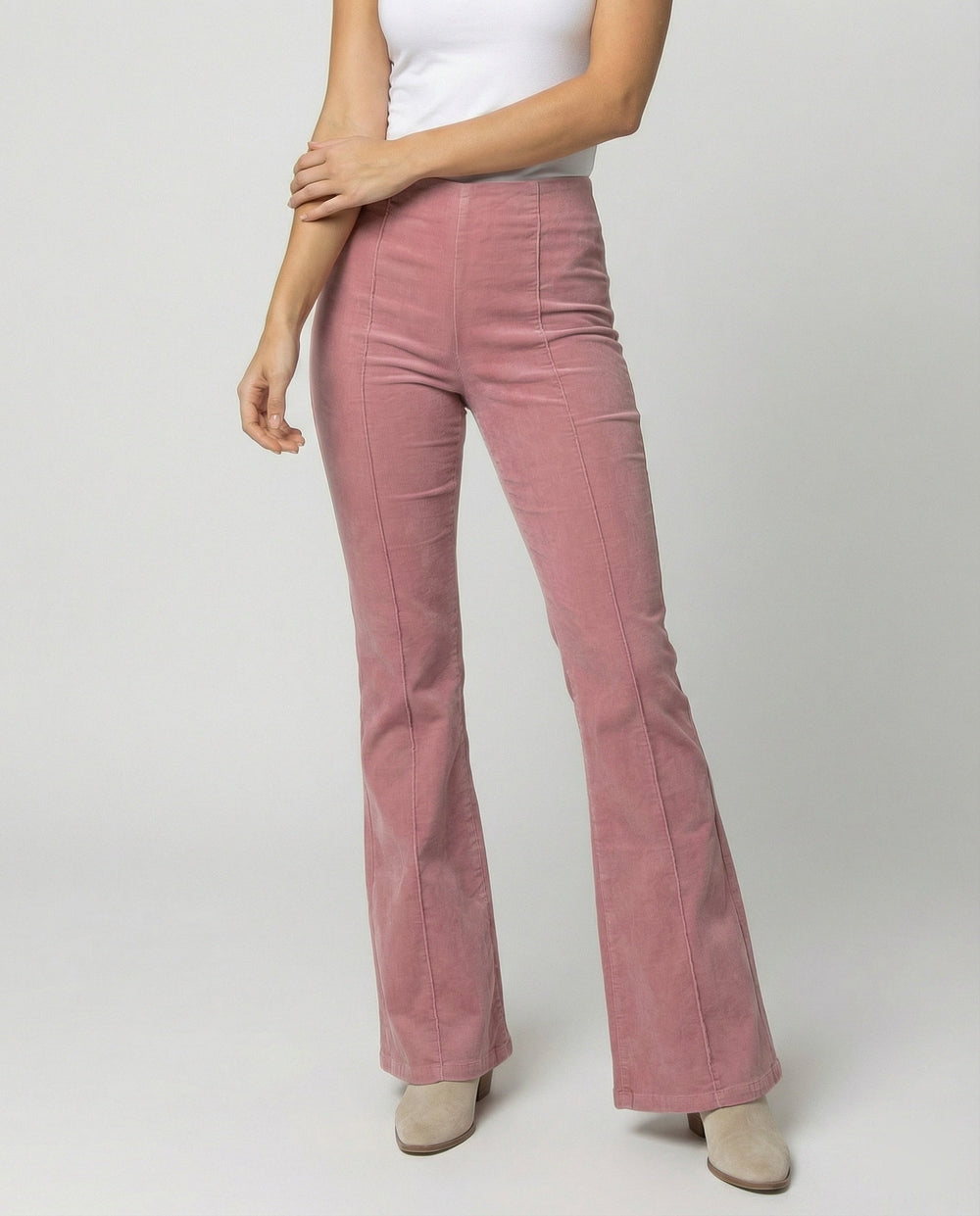 Damen Flared Cord-Hose mit hohem Bund und weichem Material