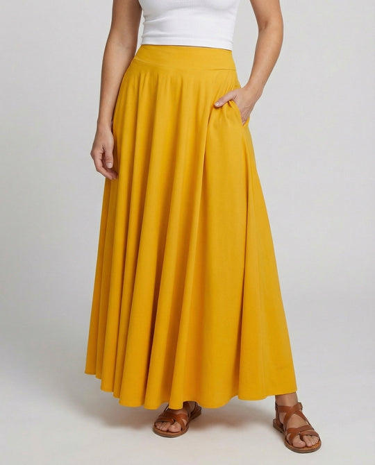 Damen Luftiger Maxi-Rock mit hohem Taillenbund