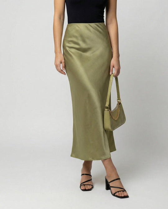 Damen Longskirt aus glattem Satin von