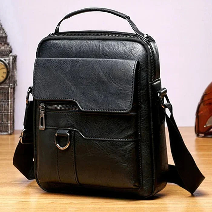 Damen Elegante Leder Schultertasche mit Reißverschluss & Verstellbarem Schulterriemen