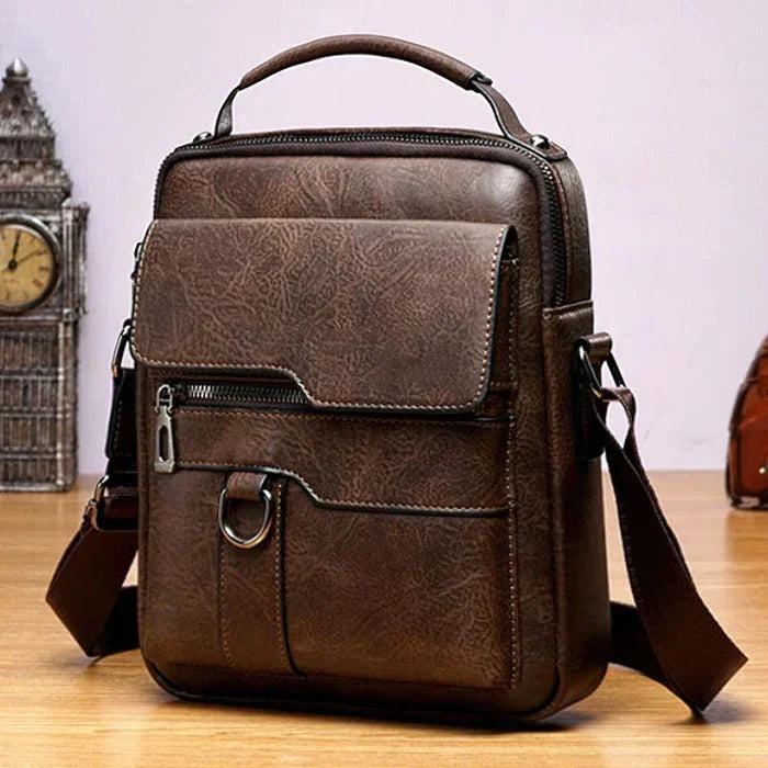 Damen Elegante Leder Schultertasche mit Reißverschluss & Verstellbarem Schulterriemen