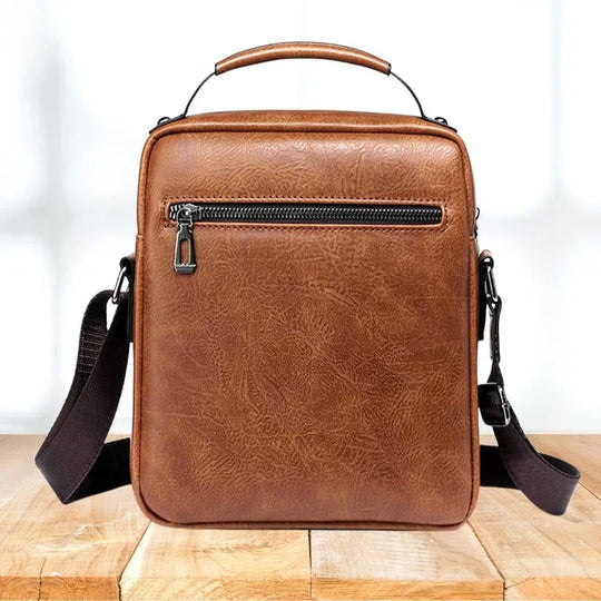 Damen Elegante Leder Schultertasche mit Reißverschluss & Verstellbarem Schulterriemen