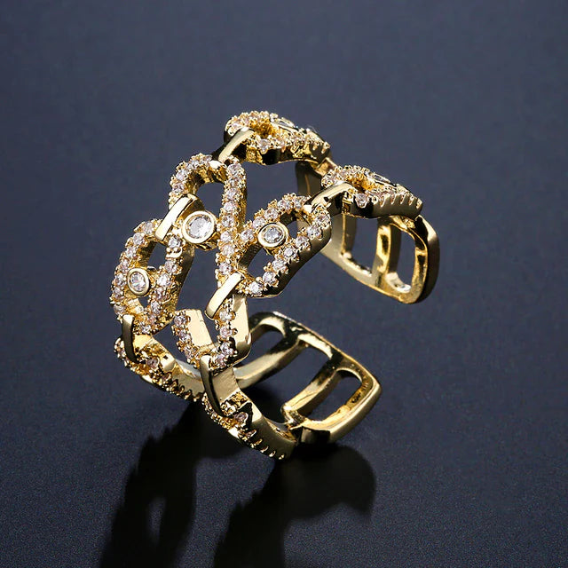 Luxuriöse geometrische Zirkon verstellbare Ringe | Shop Nory