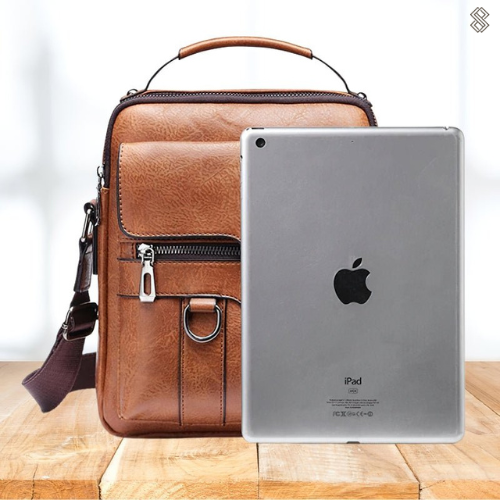 Damen Elegante Leder Schultertasche mit Reißverschluss & Verstellbarem Schulterriemen
