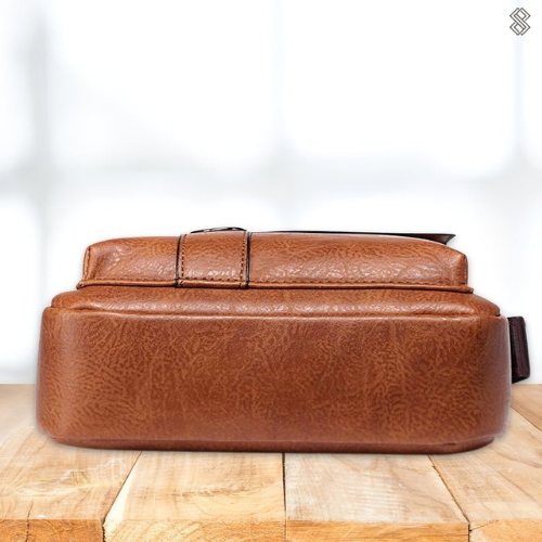 Damen Elegante Leder Schultertasche mit Reißverschluss & Verstellbarem Schulterriemen
