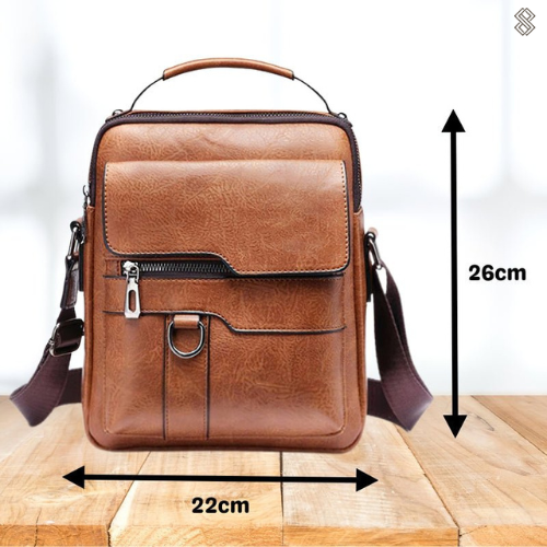 Damen Elegante Leder Schultertasche mit Reißverschluss & Verstellbarem Schulterriemen