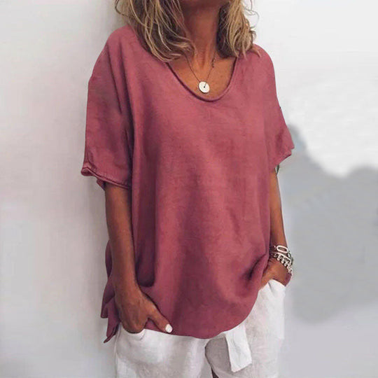 ShopNory | Damen Rundhals-Shirt Unifarben