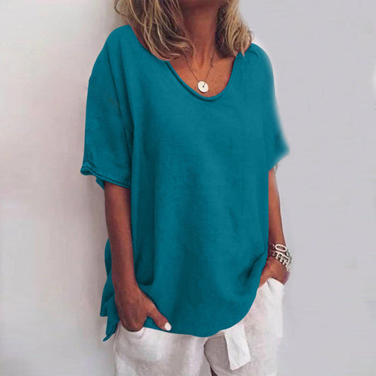 ShopNory | Damen Rundhals-Shirt Unifarben