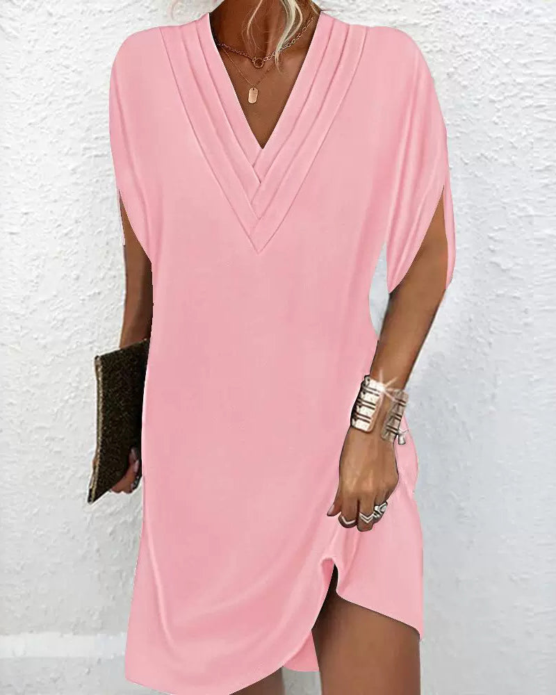Elegantes Kleid mit Offenen Ärmeln und V-Ausschnitt