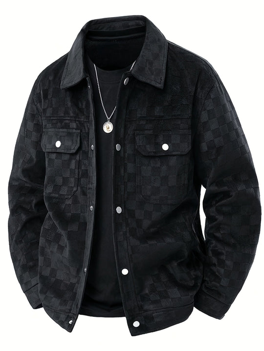Karierte Wildlederjacke