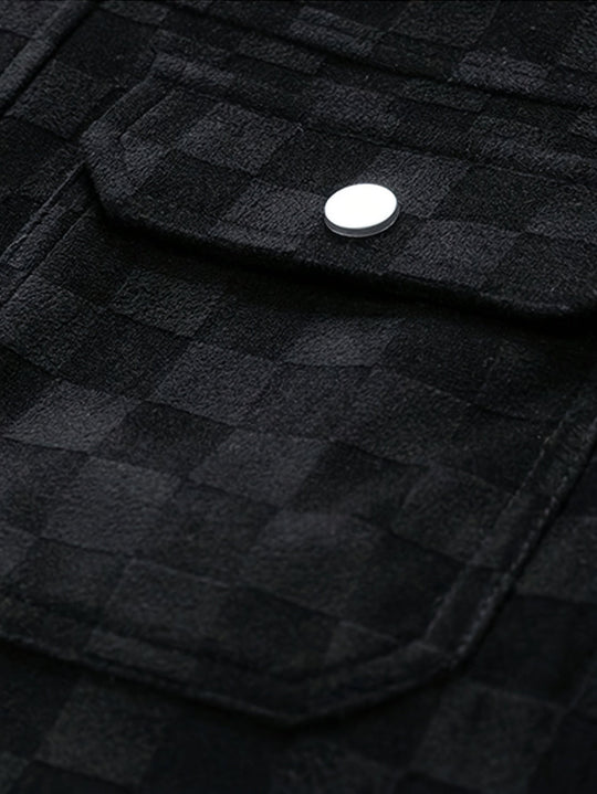 Karierte Wildlederjacke