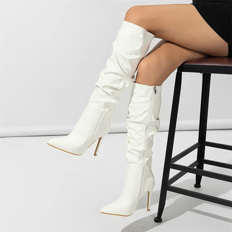 Frauen Über-den-Knie Stiefel Leder Stil